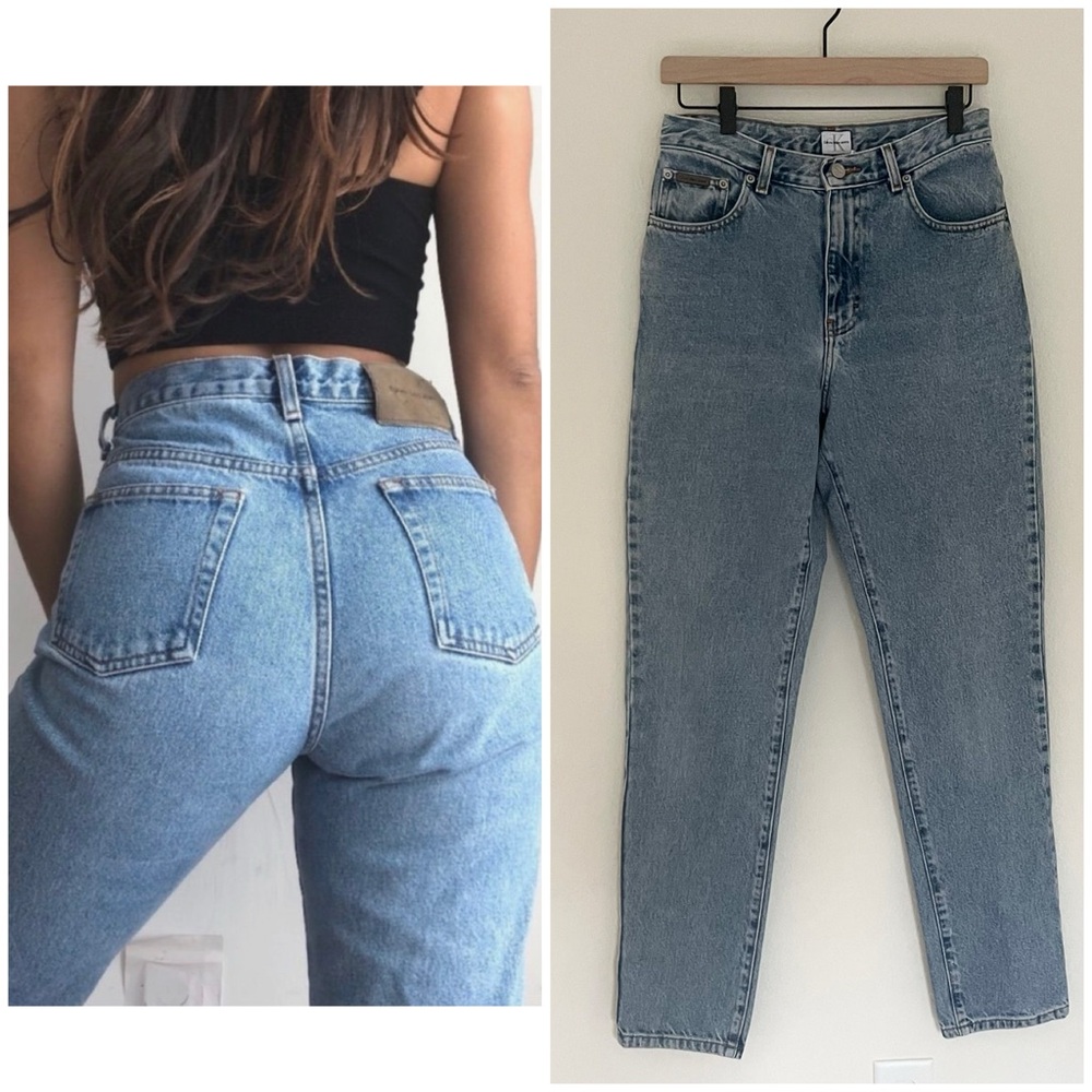 Calvin Klein Vintage Classic High Waisted Blue Jeans, High Rise Medium Blue Wash